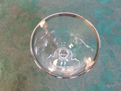 4-3oz Elegant Johans Fors Swedish Made Platinum Band Stemmed Etched Wine Glasses