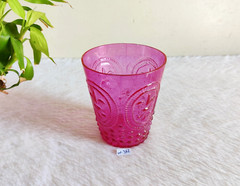 Vintage Magenta Pink Glass Tumbler Decorative Barware Collectible Props G362