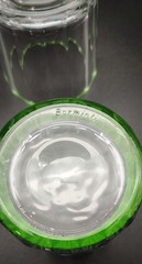 Two (2) Bormioli Green Rim/Clear Body 14-Panel Lowball Whiskey Glasses. Unique.