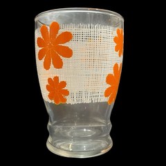 Vintage 1960s Dominion Glass Company 7 pcs Juice Glasses – Groovy Orange Flowers