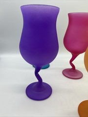 Vtg LIBBEY Z Stem Bright Colored Frosted Glass Goblets 🌺 Set of 6 ~ NEW in Box