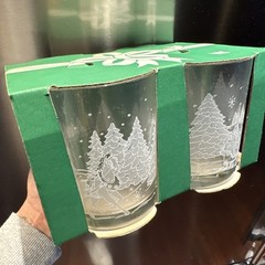 Vintage 4 AVON “THROUGH THE WOODS” Frosted Winter Scene Glasses Sleigh Ride 12oz