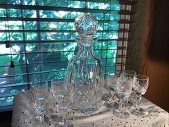 8 Vintage Waterford Crystal Cordial Liquor Glasses With 10” Decanter