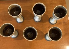 Vintage Studio Pottery Stonewear Wine Goblets Earth Tone Speckled Brown Set Of 6