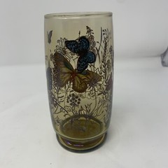 Set of 7 Vintage Anchor Hocking Butterfly Smoke Amber Tumbler Glasses 12oz