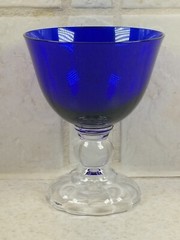 FOSTORIA GLASS #4024 VICTORIAN Regal Blue Liquor Cocktail 3 5/8″ EXCELLENT Shape