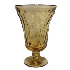 Vintage Amber Goblets Set Of 4 Twisted Stem MCM Pressed Glass Dessert Cup
