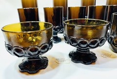 Vintage Mid Century Tiffin Franciscan Madeira Amber Goblets 4 Sizes 19 pieces