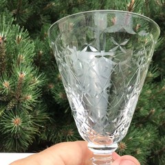 Fancy cut glass waters graduated shape 6” 8 oz Elegant Depression Glass set 6