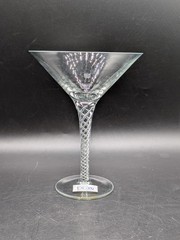 Toscany Martini Glass Set of 4 Hand Blown Twisted Braid Stem Romania 8 oz