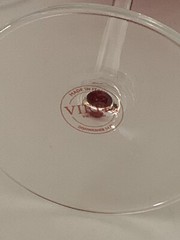 Set of X2~Vietri Contessa Wine Goblets~Red~Hand blown Crystal~9″ tall / 9 oz~NEW