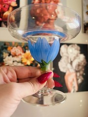 Vintage Dorothy Thorpe Style Hand Painted Tulip Margarita Coupe Glasses Set of 7