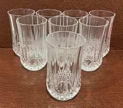 CRISTAL D’ARQUES ~ LONGCHAMP ~ EIGHT 12 OZ. CRYSTAL TUMBLERS ~ MADE IN FRANCE