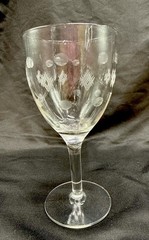 Standard Glass Co Criss Cross Etched Water Goblets Set 6 VNTG 6.75″ Wine Glass