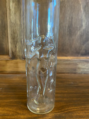 Vtg 70’s Risqué Nude DANCING GIRL Drinking Glass Vase 3D Cocktail Barware 8.75″H