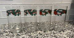 Vintage Libbey Christmas Tumblers featuring a Festive Holly And Ribbon Motif