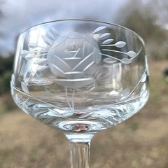 Vtg 60s Wine Glasses HOMER LAUGHLIN LIFETIME CRYSTAL Cut Roses Cocktail Barware