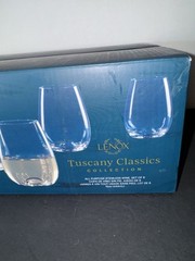 Brandnew -Lenox American by Design Tuscany Classics Stemless Wine Glass Set Of 6