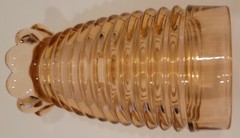Anchor Hocking MANHATTAN PINK Depression Glass Footed Horizontal Ribbed Tumbler
