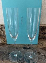BRAND NEW Tiffany & Co Crystal Glass Champagne Flute Set of 2 Made In Germany