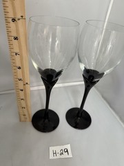 Colony Amaryllis Wine Glasses Black Stem Clear Crystal Non FrostedSet of 2