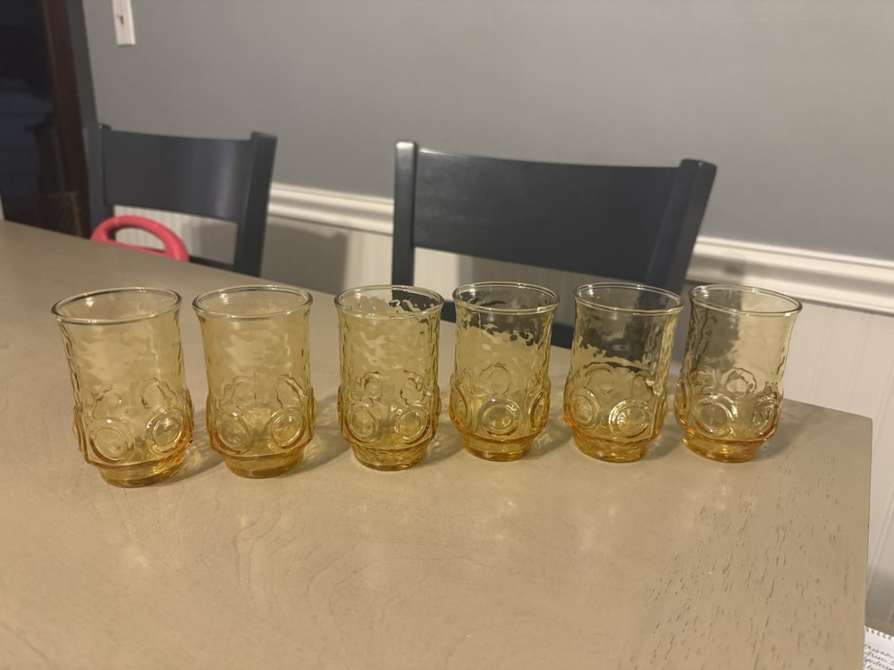 ANCHOR HOCKING HERITAGE HILL HONEY GOLD JUICE GLASSES LOT OF 6