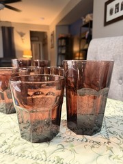 VTG Libbey Gibraltar Amethyst Purple Tumblers Glasses Set 9 Duratuff 5” & 4”