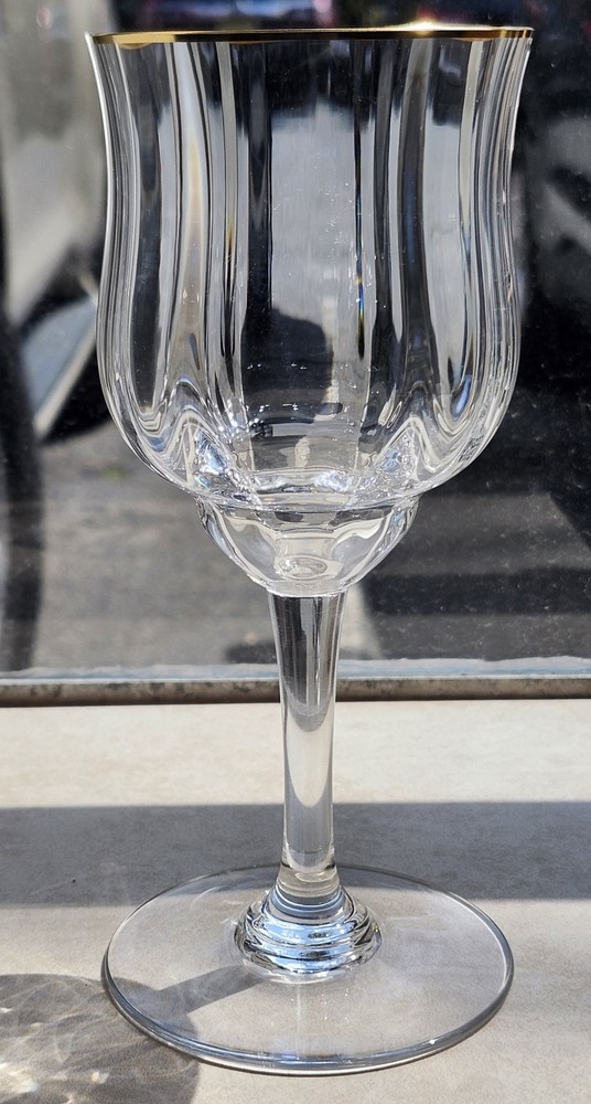 Baccarat France CAPRI OPTIC GOLD Water Goblet 7″ Never Used BRAND NEW