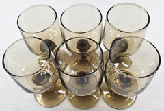 6) Libbey Tawny Accent Wine Glass Set Vintage Table Drink Bar Stemware Retro Lot