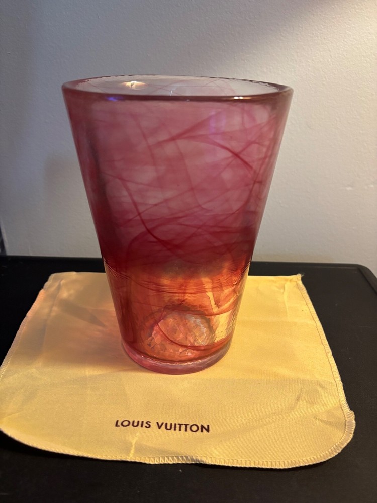 Kosta Boda Mine Pink Swirl Art Glass 7.5 “ by 5.5” Tumbler Candle Holder Vase