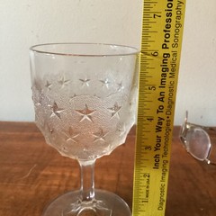 Gillinder & Sons Clear Glass 1870s “Stippled Star” Goblet EAPG 6”