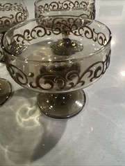 Libbey Vintage MCM Prado Tawney Smoke Dessert Set of 6 Coupes Champagne Glass