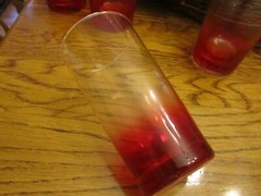 Red and Clear large heavy bottom Tumblers (Set of four) GA-A-19