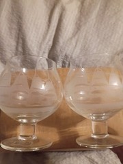 Tuscany Brandy Snifter Glasses Etched Frosted Nautical Sailing Ship Lot of 3