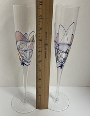 Milano Romanian Mosaic Glass Champagne Flutes Set Of 2.