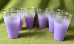 Vintage BLENDO «Atomic» Lavender Purple Six Glasses Frosted Pastel Colors