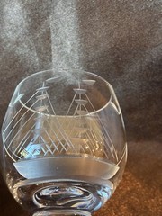 Javit Vintage Cordial Hand Etched Crystal Clipper Ship Glasses Set Of 6