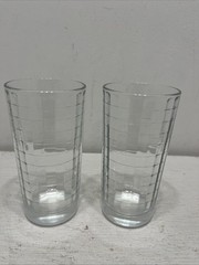 Pasabahce Optic Block Glass 5″ Set of 2 Tumbler Highball Clear Vintage 12 oz