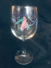 LENOX POPPIES ON BLUE SET OF 2 GLASS GOBLETS 10 OZS EX.CONDITION