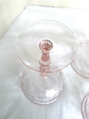 3 Pink Tiffin Fontaine Etched Champagne Glasses – Tall Sherbets Glass With Birds