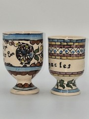 Christian Feast of Tabernacles October 1988 Hand Painted Ceramic Goblet Set of 2