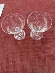 Vintage Crystal wheat etched wine glasses. Clear With Floral Design Set Of 2