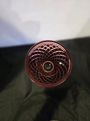 Signed Kusak Art Cut Crystal Cranberry Color Cut to Clear Wine Glass Tagged