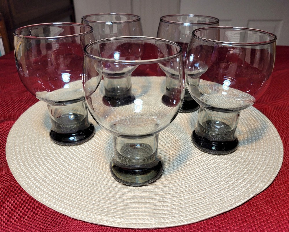 Set of 5 MCM 1971+ Federal HOME ENTERTAINMENT 5-3/8″ SUNDOWN SMOKE BEER Glasses
