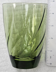 VTG Continental Can Co Hazel Atlas Green Optic Swirl Glasses Set of 5 Tumblers