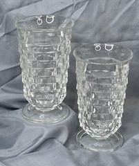 Indiana Glass Whitehall Cubist Clear Water Ice Tea 12 oz Footed Tumbler 6″ Set/2