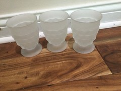 Tiara Indiana Glass 3 Satin Frosted Early American Whitehall 4.5» X3» Tumblers