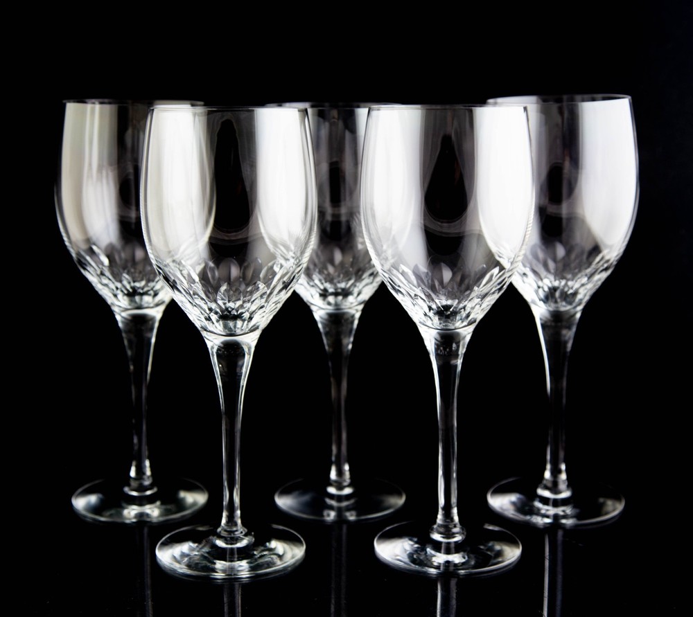 Orrefors Prelude Oversize Goblet Glasses Set of 5 Large 16 oz. Vintage Crystal