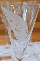 Franklin Mint Les Fleurs de Champagne Crystal Glass Set 12 w/ Cards COA Complete