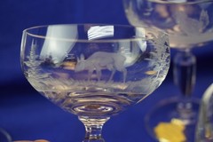 Wildlife Hunting Man Cave Crystal Set of 6 Small Sherbet NWT Germany (Y7)